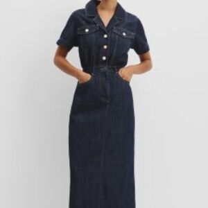 Vintage Jessie Jeanswear 100% Cotton S12 Denim Button Up Front Pockets Dress